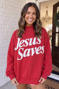 LAS Jesus Saves Mock Neck Baggy Sweatshirt (S-XL)