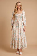 Meadow Dream Floral Embroidered  Maxi Dress