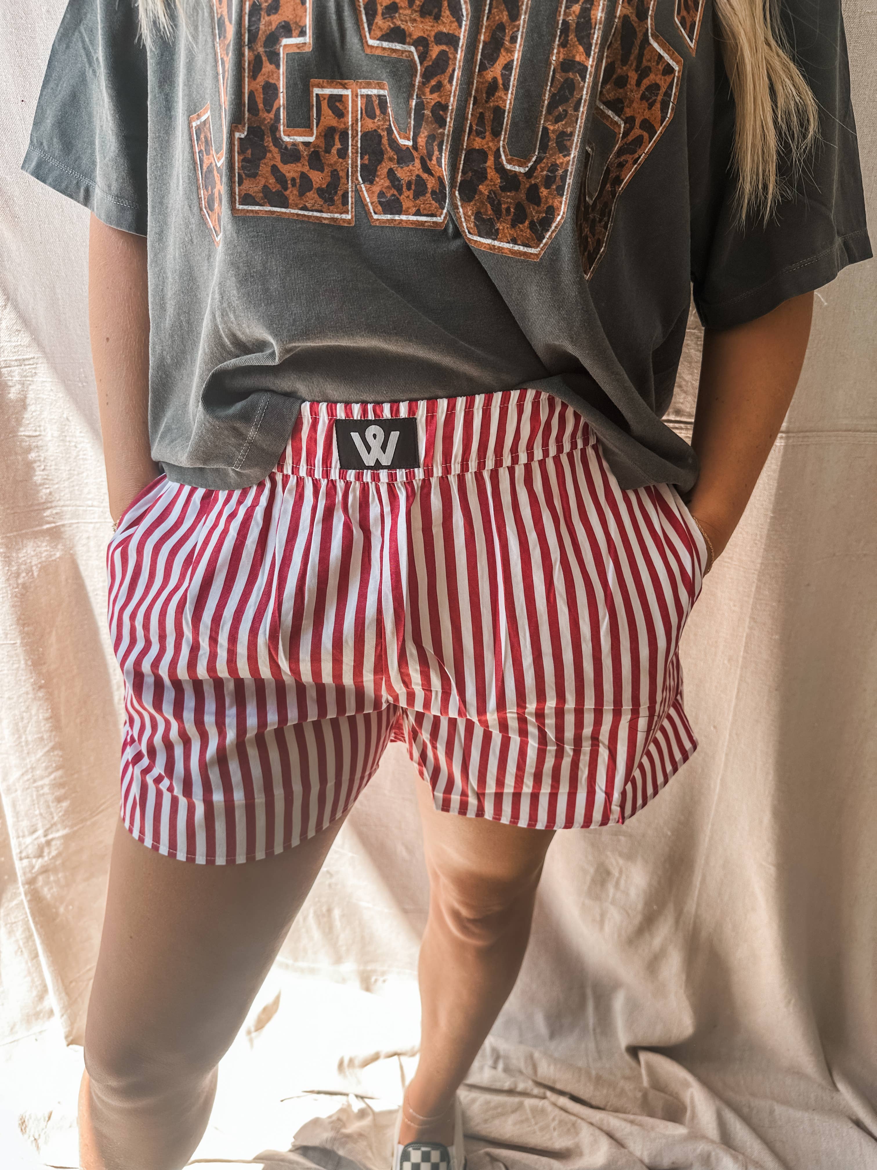 Striped Boxer Shorts – Gameday & Everyday Lounge Shorts: Red / L