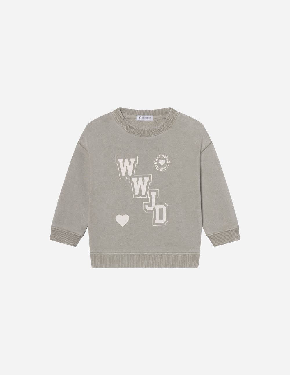 WWJD Varsity Kids Crewneck: 2T
