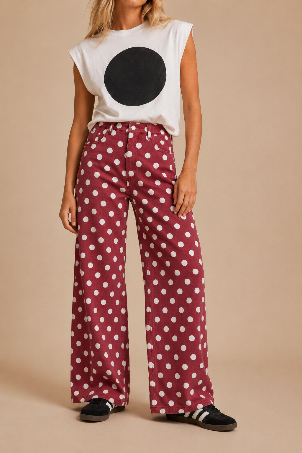 POLKDADOT DENIM RELAXED FIT JEANS