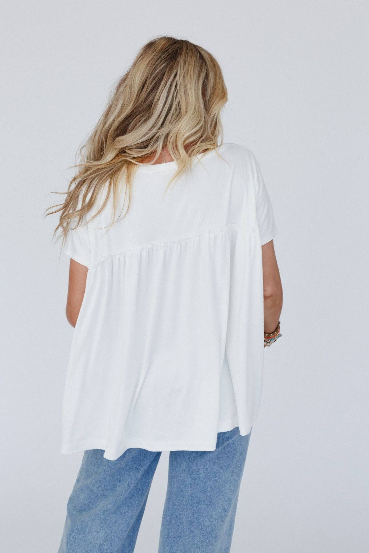 Sunday Morning Babydoll Top - White: M