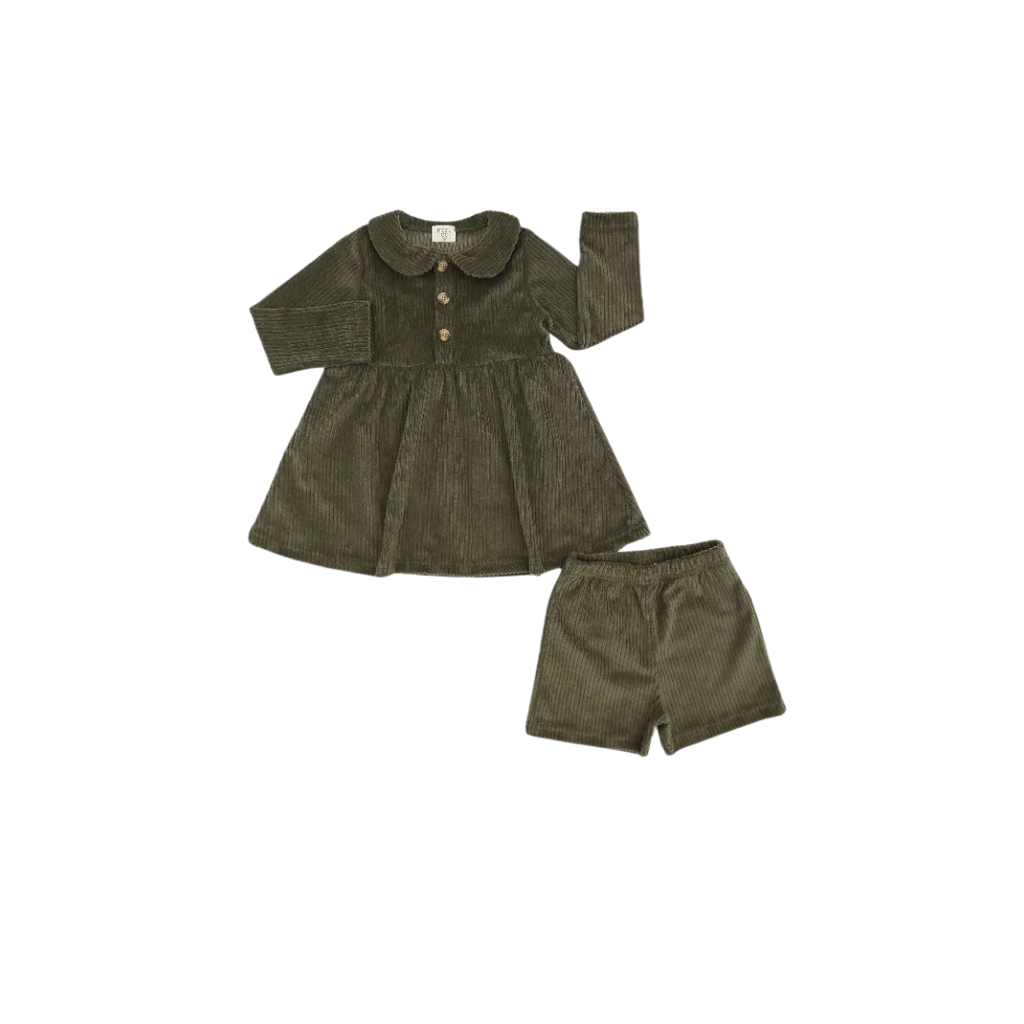 Corduroy Long Sleeve Dress w/Biker Short | Must-Have Piece