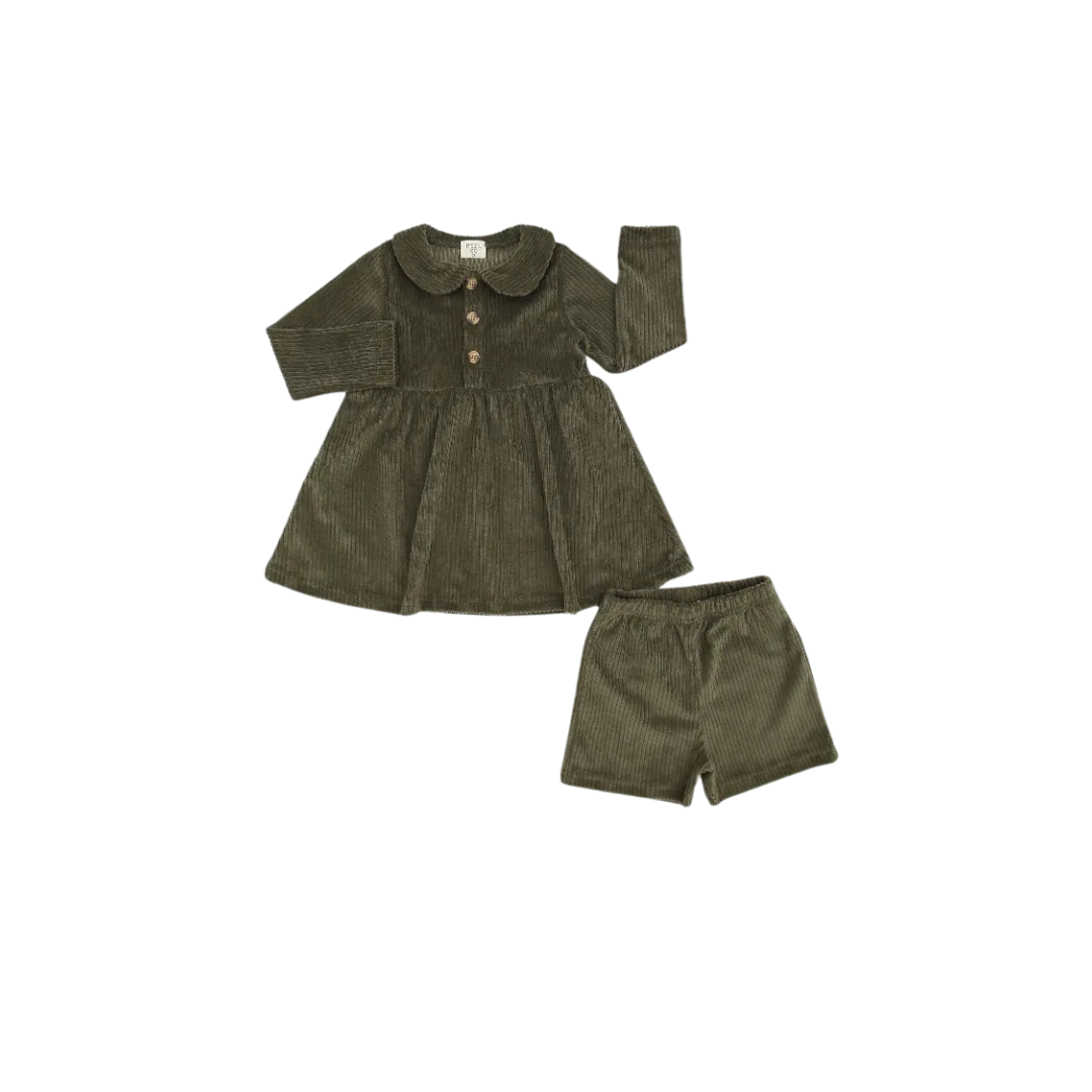 Corduroy Long Sleeve Dress w/Biker Short | Must-Have Piece