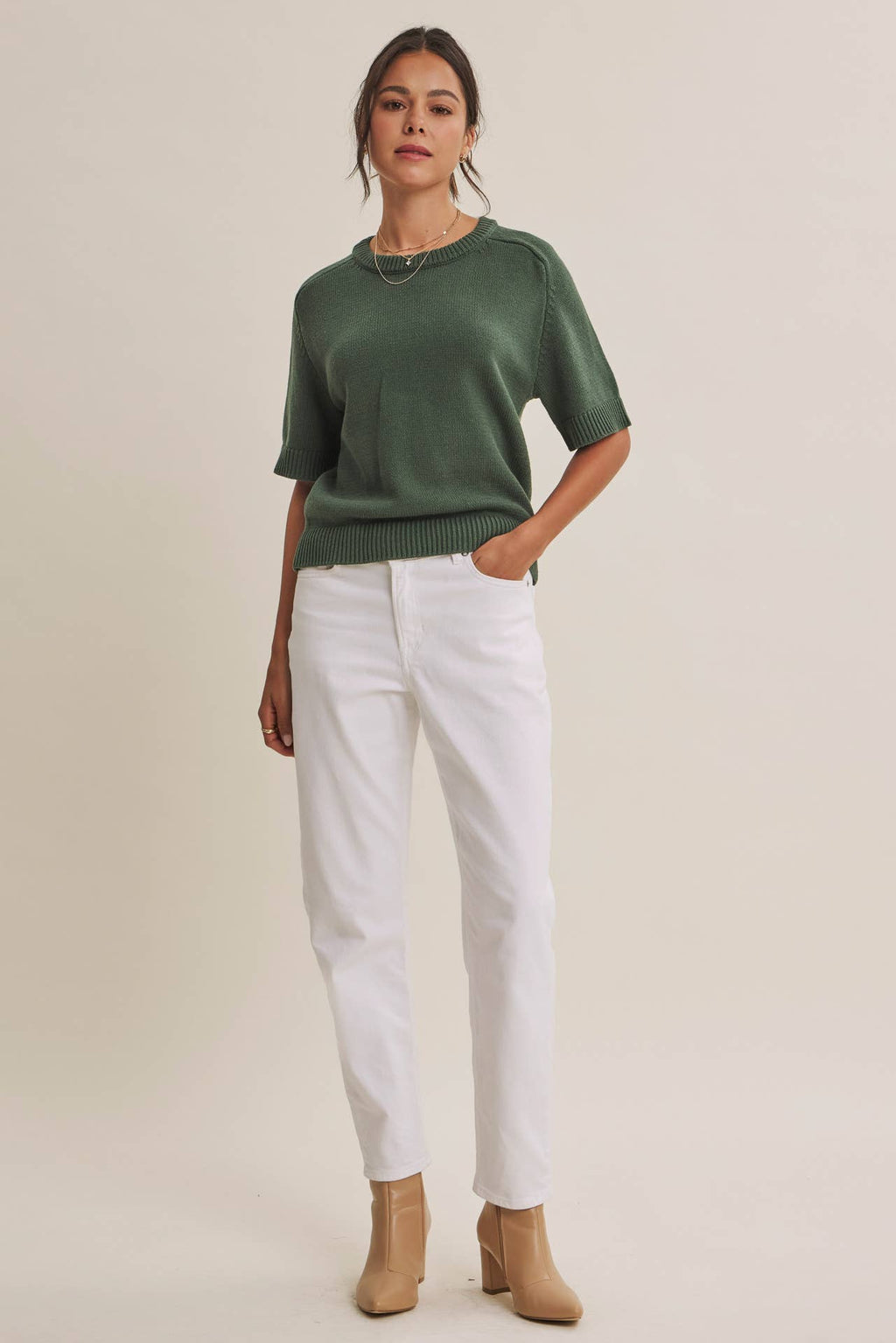 YEAR-ROUND ESSENTIAL SOFT SWEATER TOP WITH RAGLAN SLEEVES