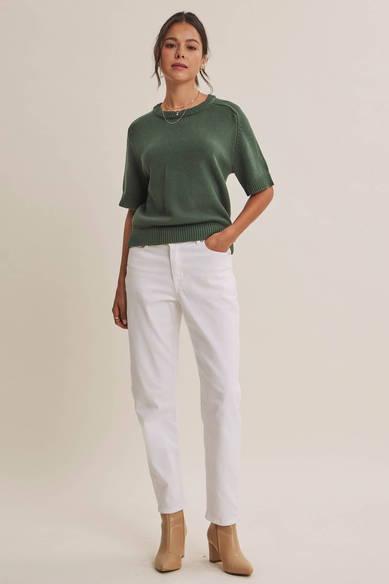 YEAR-ROUND ESSENTIAL SOFT SWEATER TOP WITH RAGLAN SLEEVES