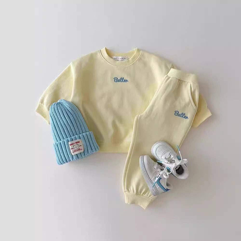 MyKids-USA® Baby Kids Unisex Casual Letter Embroidery Pullover And Pants Clothing Set