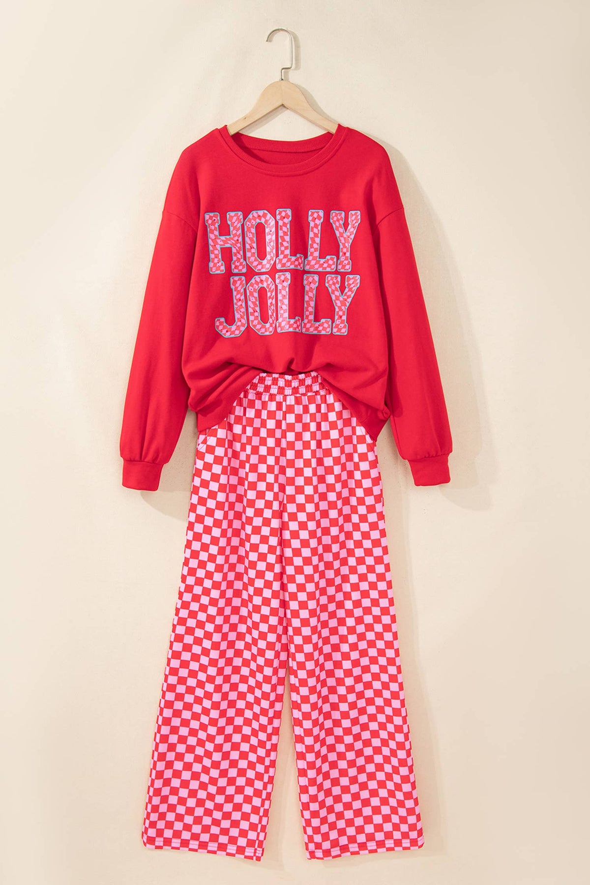 LAS Merry Holly Jolly Christmas Checkered Pants Set (S-XL)