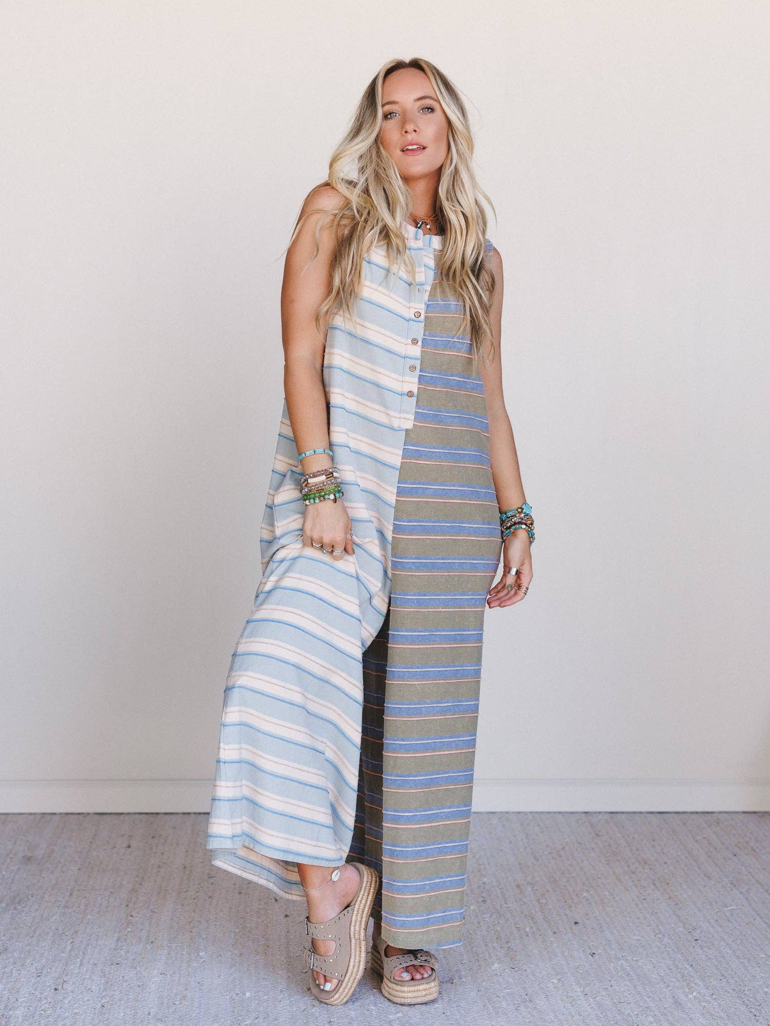 Cruise Lines Jumpsuit - Blue Olive