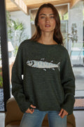 W2817 | Knit Sweater Graphic Fish Animal Print Pullover