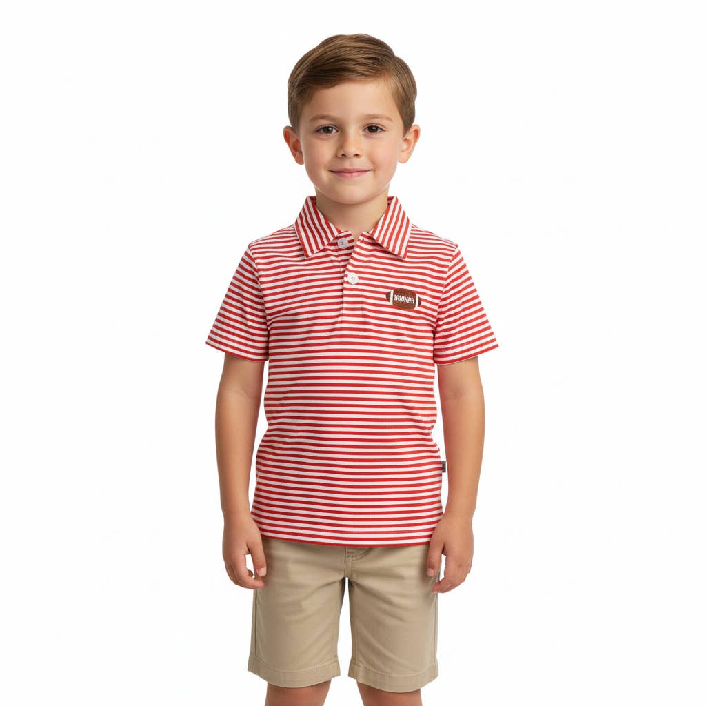 Gameday Polo Red  & White Stripes