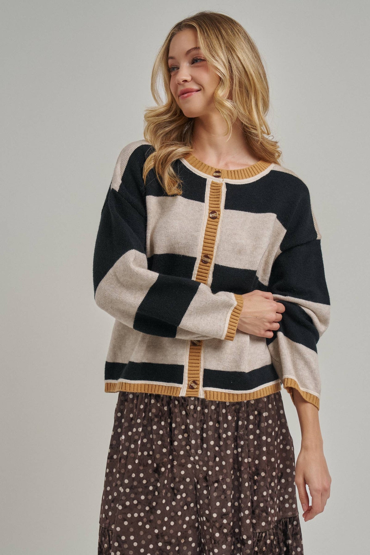 WIDE STRIPE EVERYDAY COZY FALL SWEATER CARDIGAN_JLT00445-01