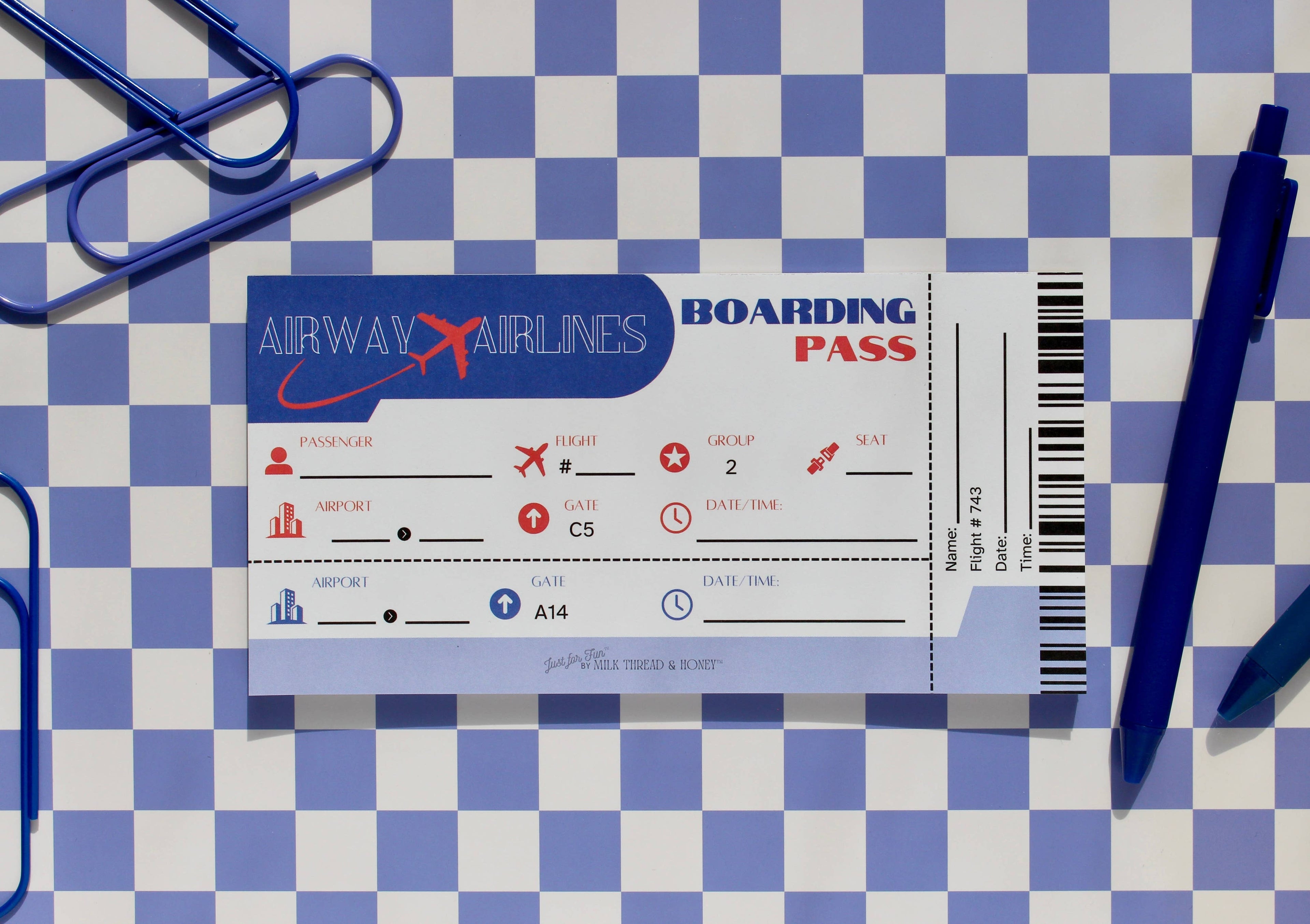 Boarding Pass, Hotel Check-In & Travel Agent Set - Pretend Play Notepads for Kids