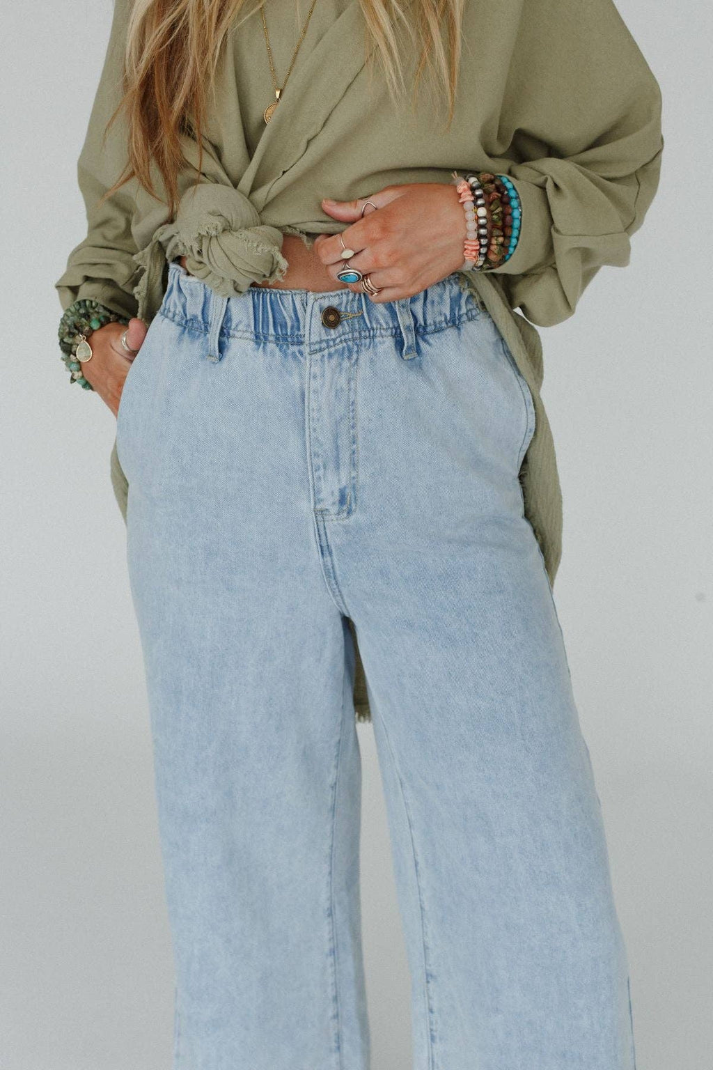 Simply You Wide Leg Jeans - Light Wash: XL