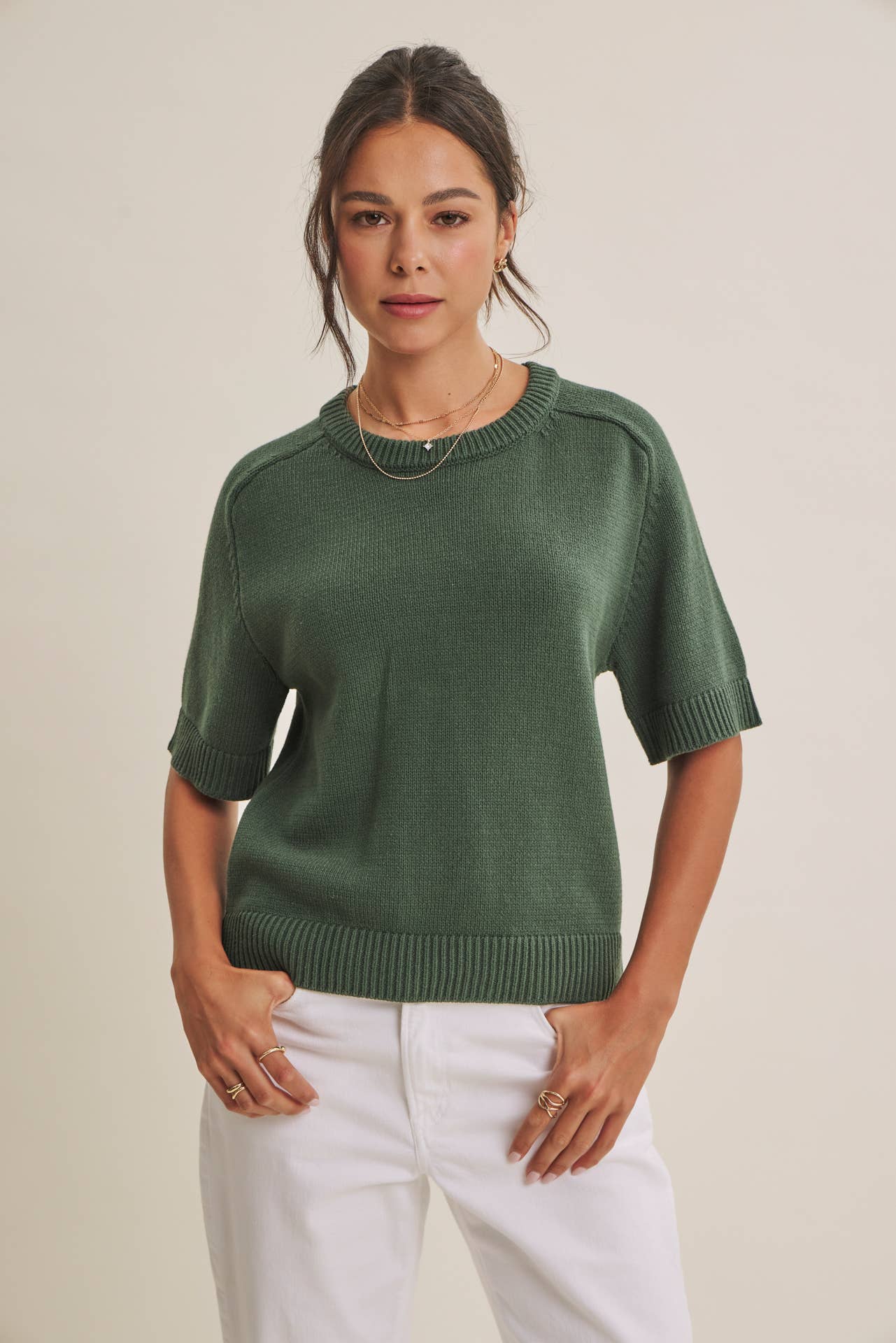 YEAR-ROUND ESSENTIAL SOFT SWEATER TOP WITH RAGLAN SLEEVES