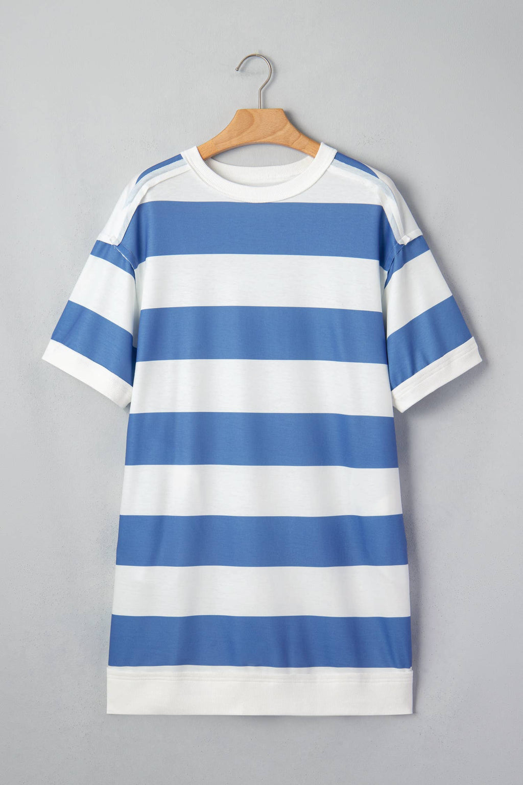 LAS Stripe Raw Seam Shoulder Detail Tee Dress (S-XL)