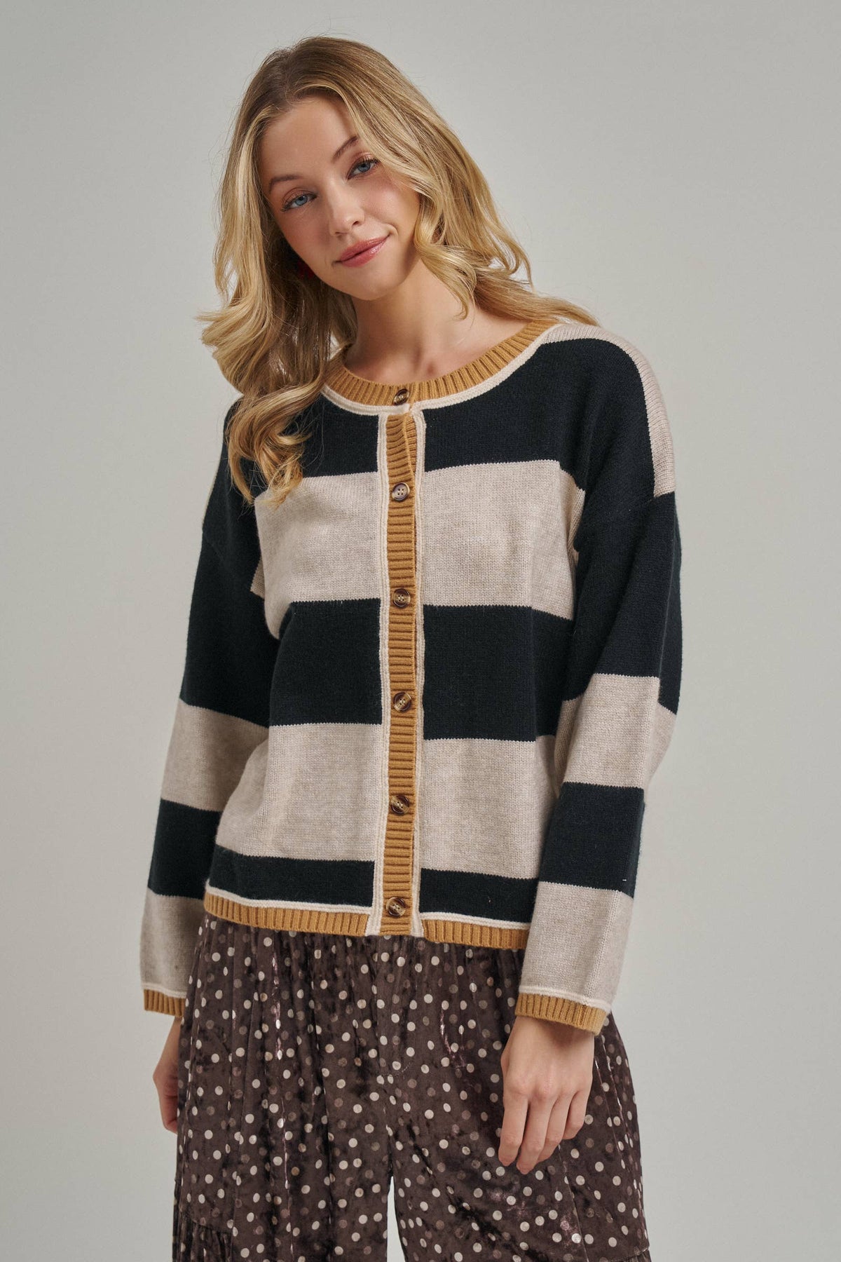 WIDE STRIPE EVERYDAY COZY FALL SWEATER CARDIGAN_JLT00445-01