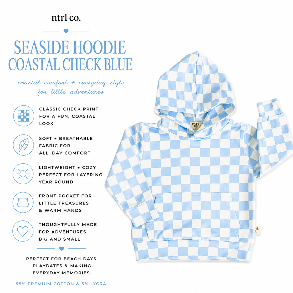 Seaside Hoodie | Coastal Check | Blue