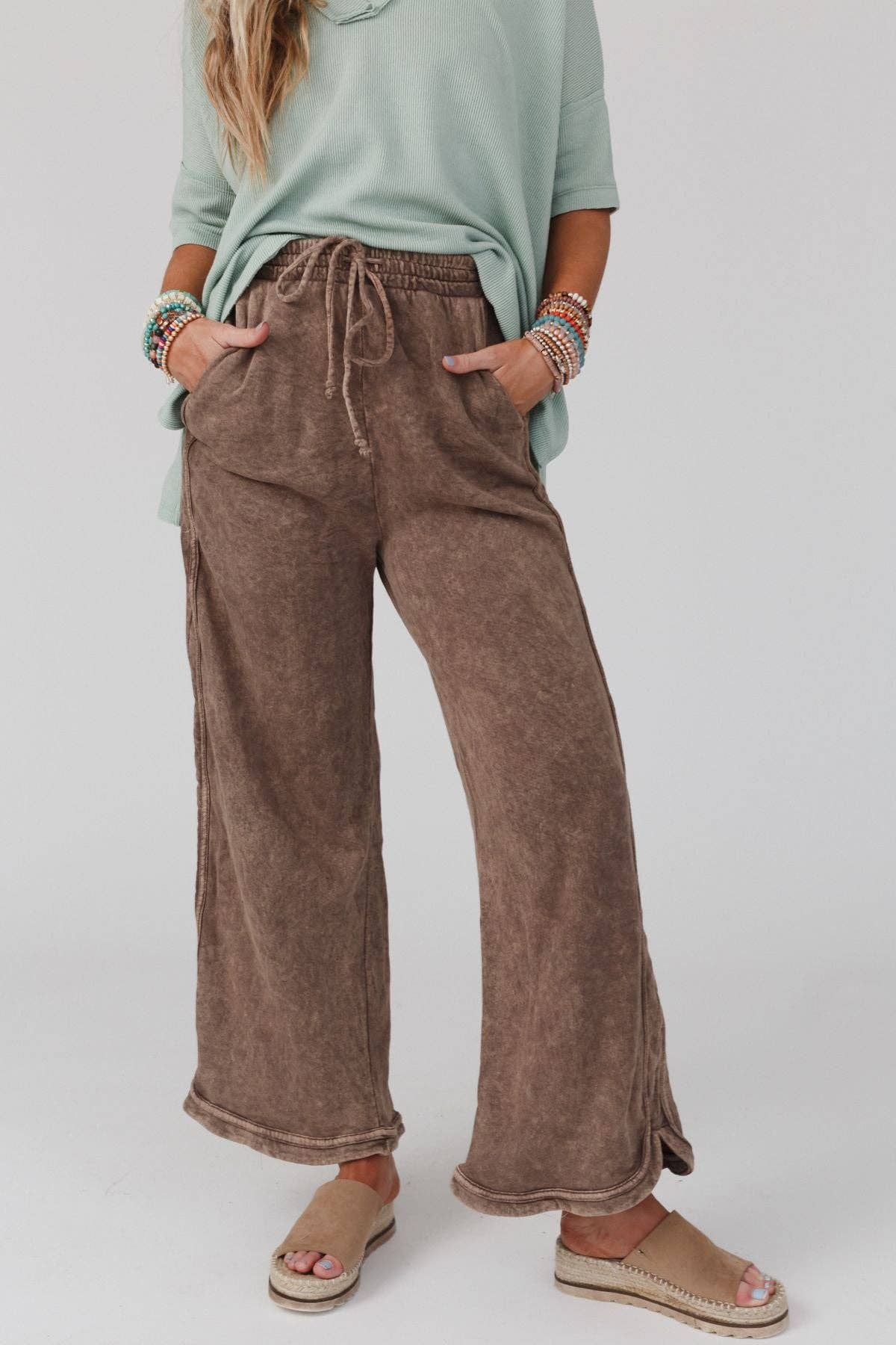 So Comfy Wide Leg Full Pant - New Mocha: L