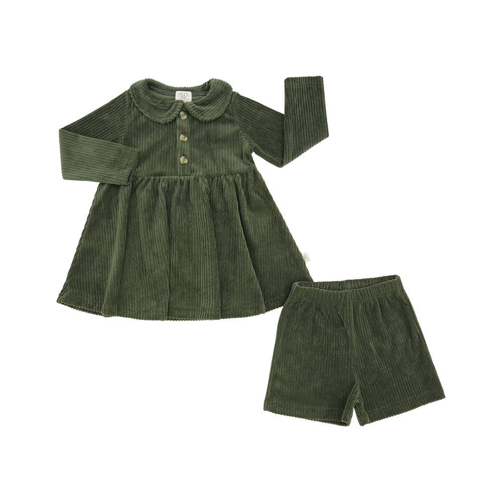 Corduroy Long Sleeve Dress w/Biker Short | Must-Have Piece