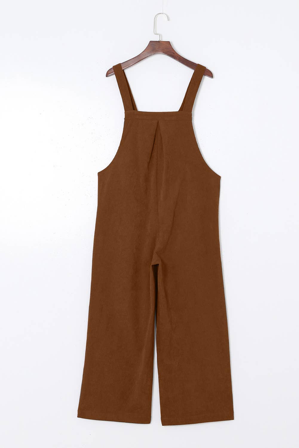 LAS Solid Corduroy Wide Leg Ribbed Pocket Overalls (S-XL)