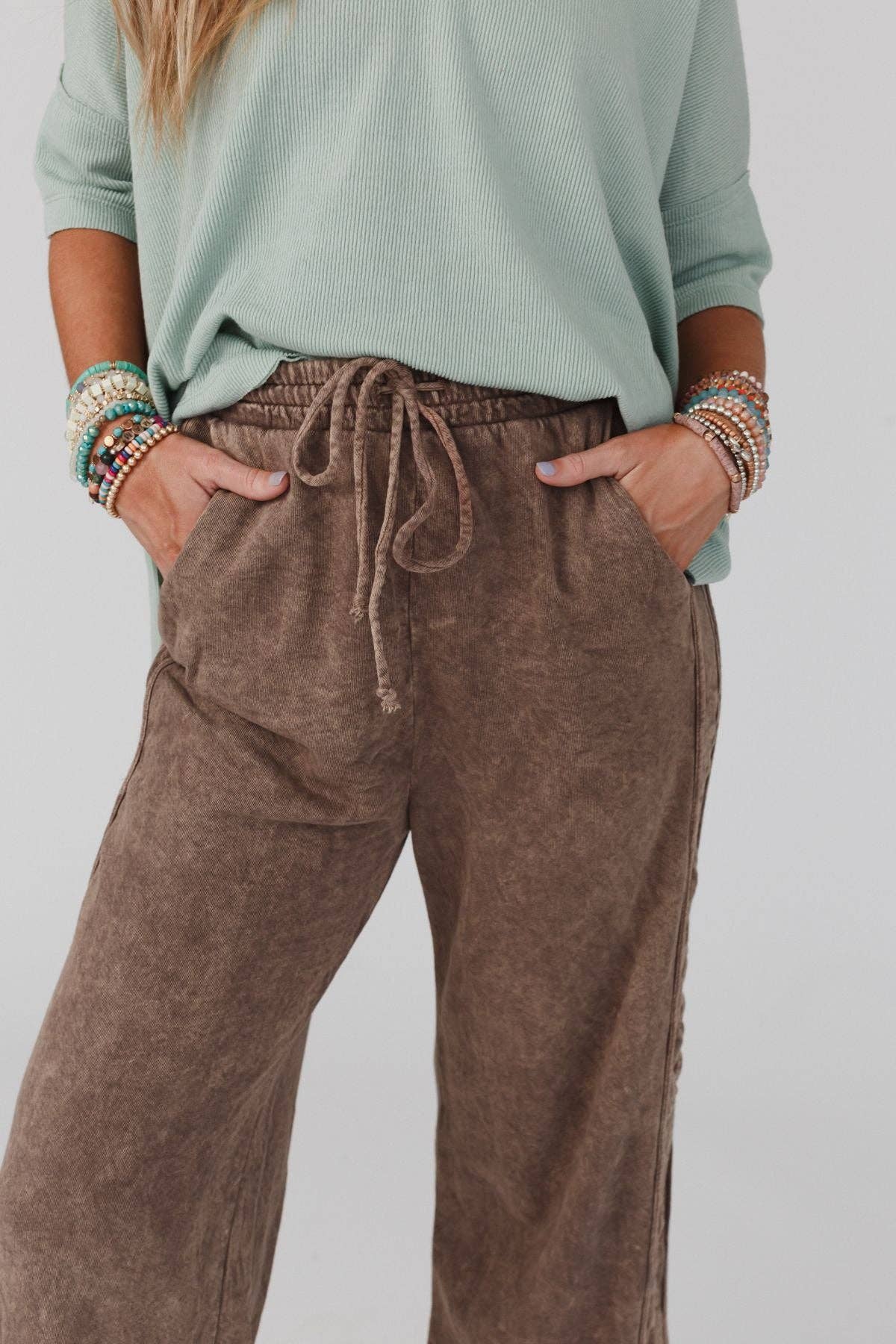 So Comfy Wide Leg Full Pant - New Mocha: L