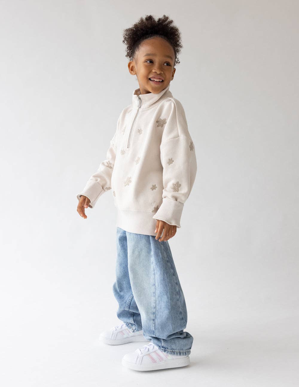 Floral Kids Half-Zip
