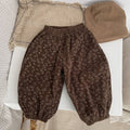 MyKids-USA® Baby Girl Ditsy Flower Pattern Corduroy Fabric Loose Thickened Pants In Winter
