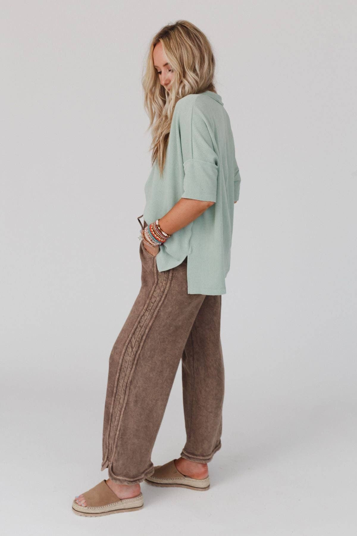 So Comfy Wide Leg Full Pant - New Mocha: M